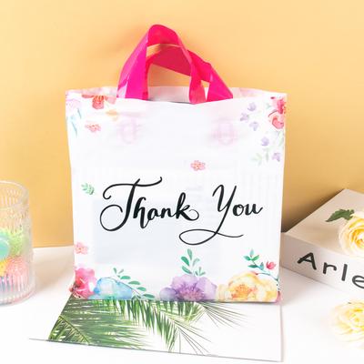 10 Stück Dankeschön-Geschenktüte mit Henkeln Kunststoff Blumendesign Dankeschön-Tragetaschen Geburtstagsparty Verpackungsbeutel Hochzeitsgastgeschenkbeutel
