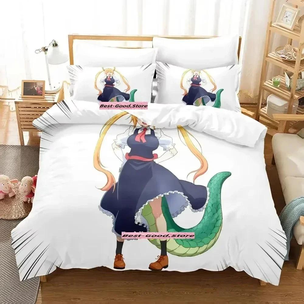 Neues Miss Kobayashi's Dragon Maid Bettwäsche-Set Anime dreiteiliges Set Erwachsene Kind Schlafzimmer Bettbezug-Sets Mode conjunto de cama