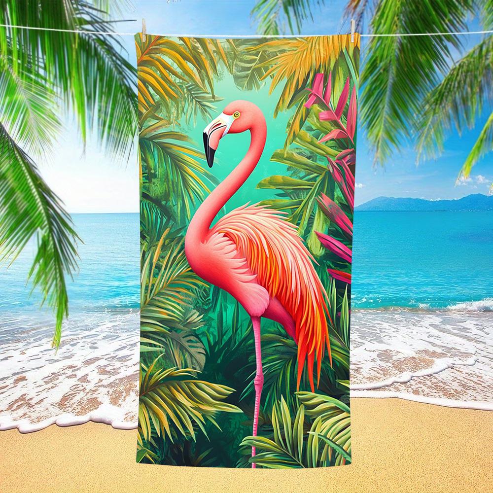 Dark Tropical Flamingo Beach Towel Vibrant Jungle Art Towel for All Ages Great for Pool Days and Family Outings