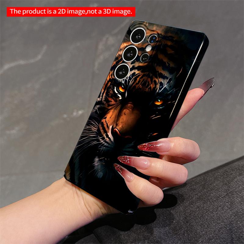 2DFlat Samsung phone case Tiger Eyes Glow in the Dark Applicable to Galaxy S23 S24 S25ULTRA S26 A12 A14 A15 A16 A54 A55