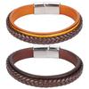 Leather Woven Bracelet Braided Wrist Band Vintage Magnetic Buckle Hand Decoration 20.5cm