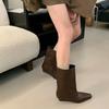 Boots women's winter new wedge heel retro trousers knight simple niche wedge heel short boots women
