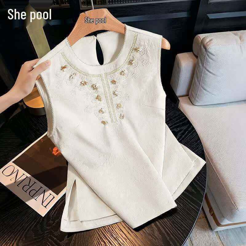 Women s Chinese Style Jacquard Beaded Embroidered Vest M