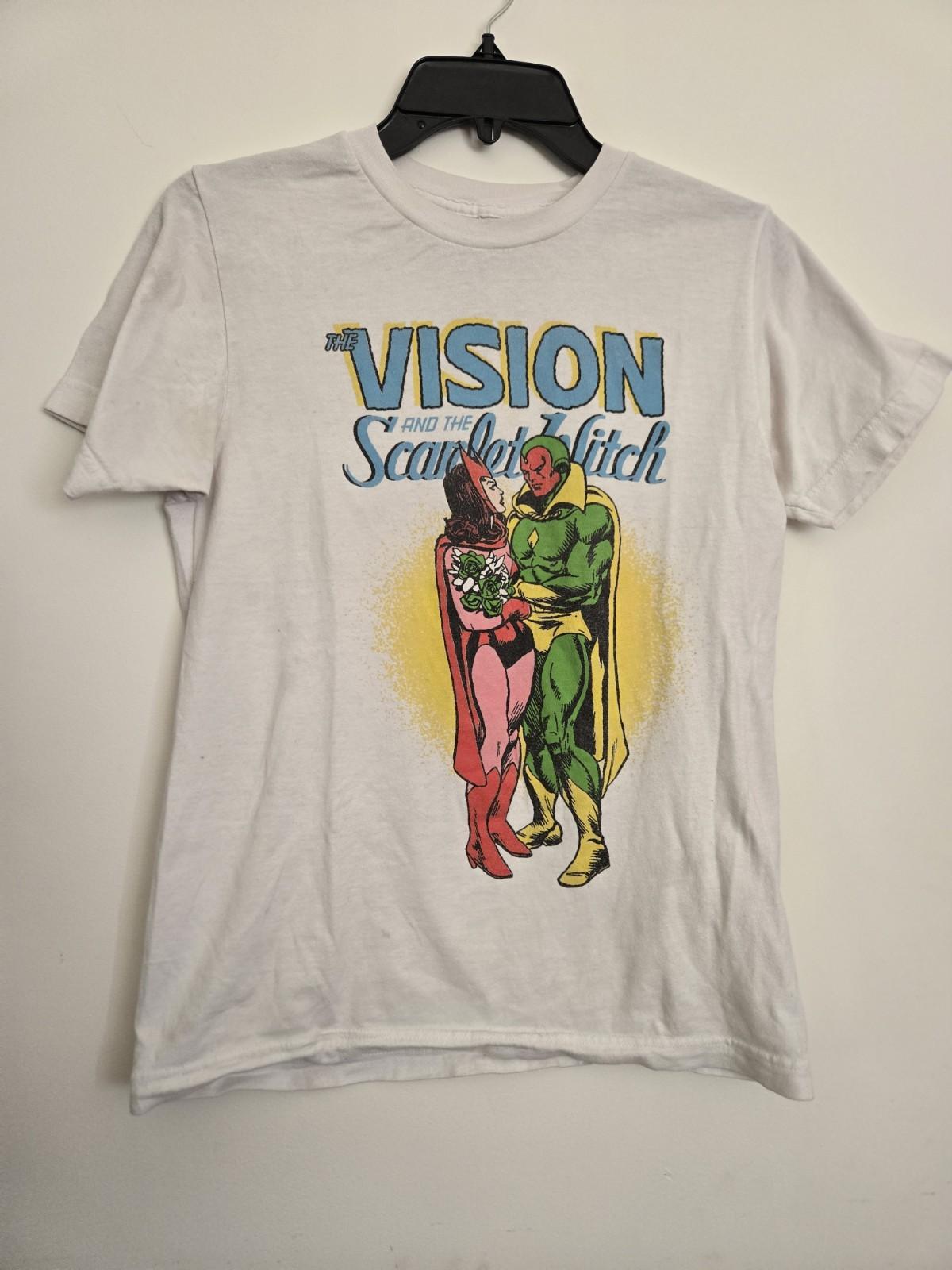 The Vision and The Scarlet Witch White Cotton T-Shirt Men s Size Small MARVEL S