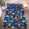Cartoon Car bedding set Truck Excavator Duvet Cover Set Large Colorful Car Bedding for Toddlers Kids Teens King Size Quilt Cover