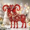 Ornament Agățat Capră Strălucitoare Model Plat Acrilic 2D Pandantiv Animal Farmec Oglindă Retrovizoare Mașină Ornament Brad de Crăciun