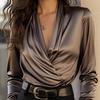 2025 V-Neck Cross-Border Shirt with Belt Decoration