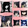 W-Watamote Tomoko Kuroki Anime Pillow Case Anti-dustmite Pillowcase Invisible Zipper Silky Short Plush Sofa Cushion Cover