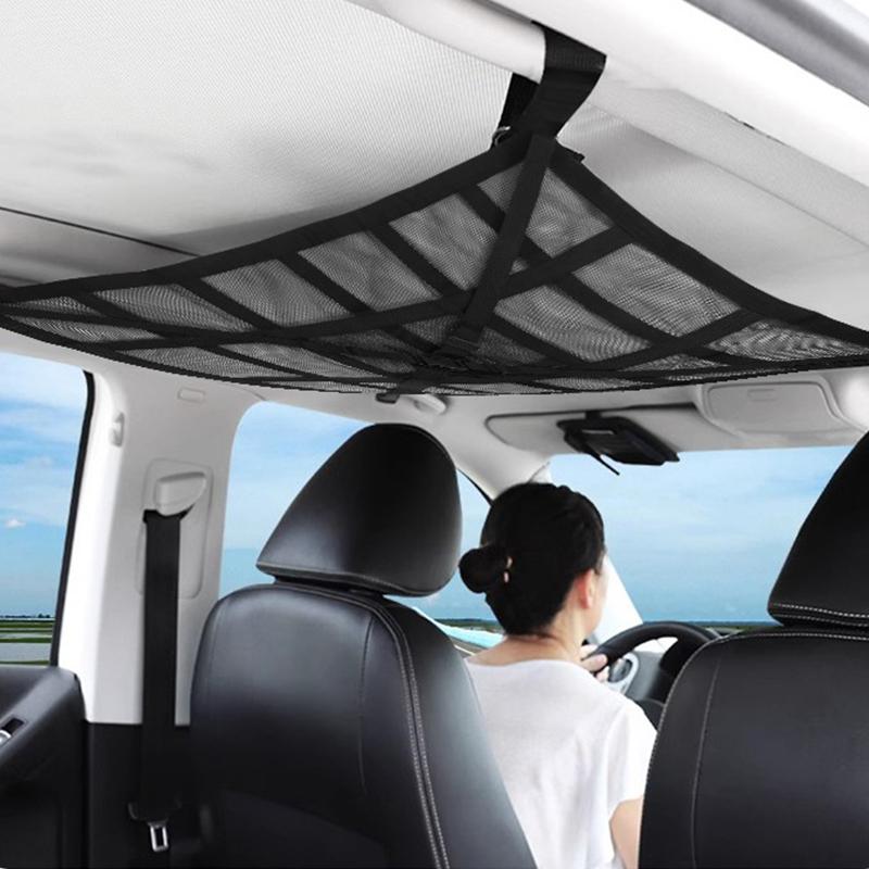 Car Ceiling Net Storage Bag Cargo Universal Truck SUV Space Saving Car Trunk Storage Pocket Organizer Sundries Bag Roof Cargo