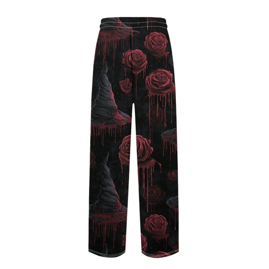 Men's Halloween Printed Knit Pajama Pants with Pockets - Color Casual Sleep Pants for Lounging