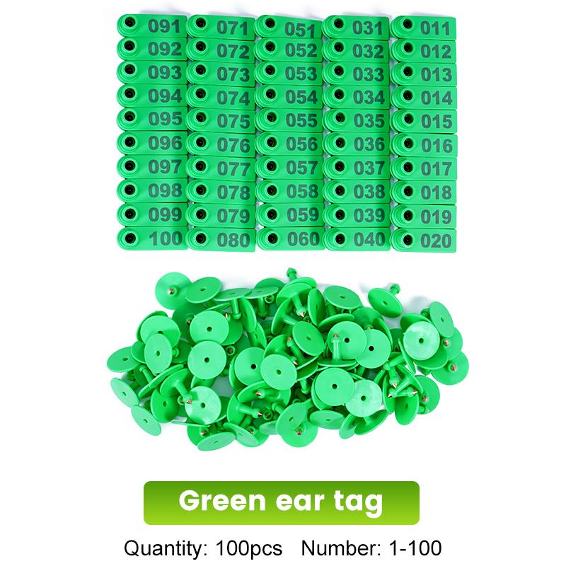 100Pcs Sheep Goat Ear Tag with Number / Ear Tag Pliers Laser Copper Head Earrings Farm Livestock Sheep Ear Identification Tools