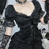 KALAOK Gothic Lolita Costume 2-Piece Set (Top + Ruffled Skirt), Black B, Size L