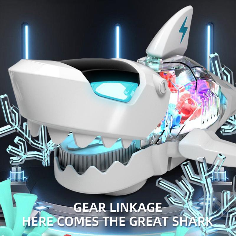 Electronic Pet Toy Musical Walking Mechanical Shark Model With Light Indoor Toys For Kids Boys Birthday Children'S Day Gifts