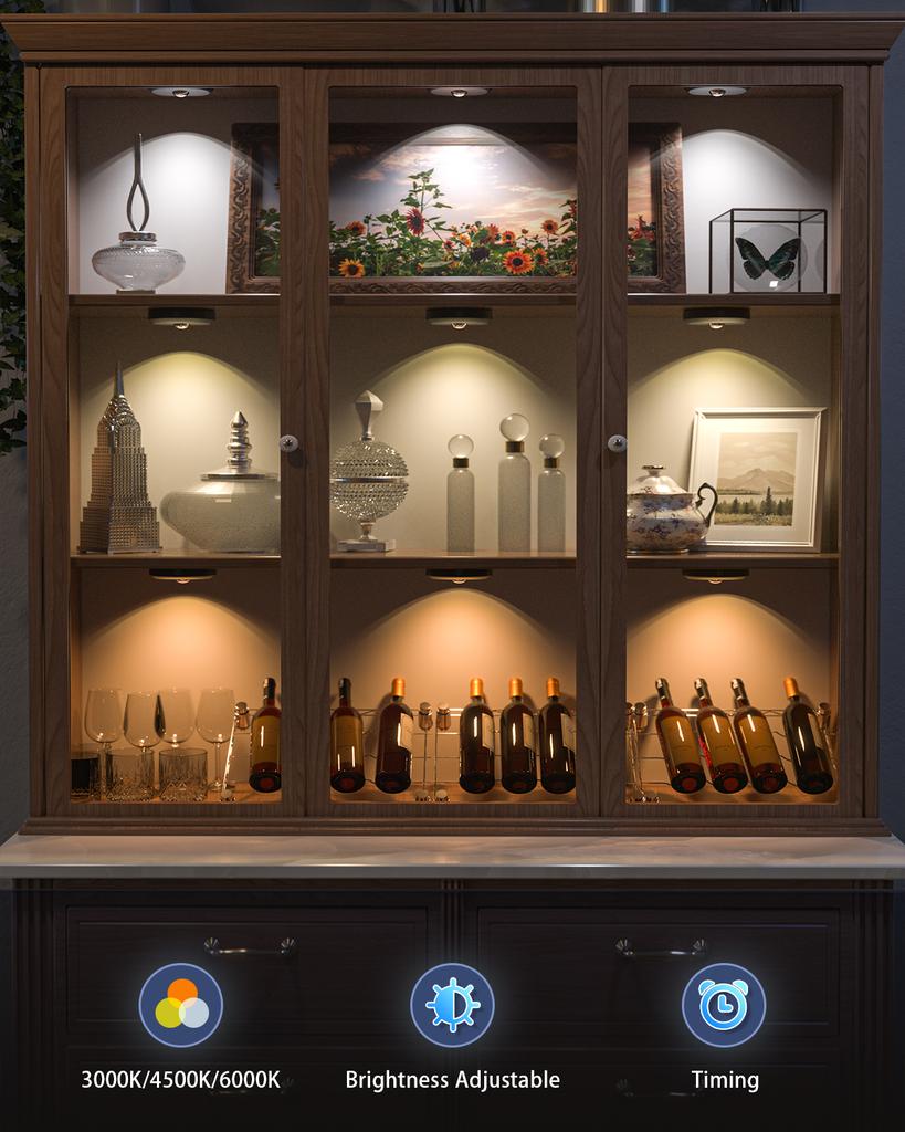 WILLED Night Light 3pcs with Remote 1200mAh Rechargeable Puck light with Timer Stick on Picture Lights for Wall Closet Cabinet