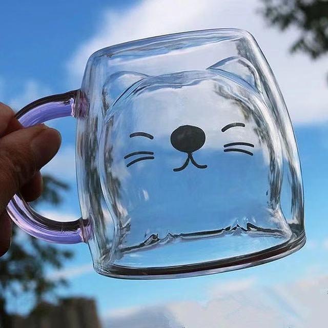 Double-Layer Cartoon Bear Insulated Glass Cup