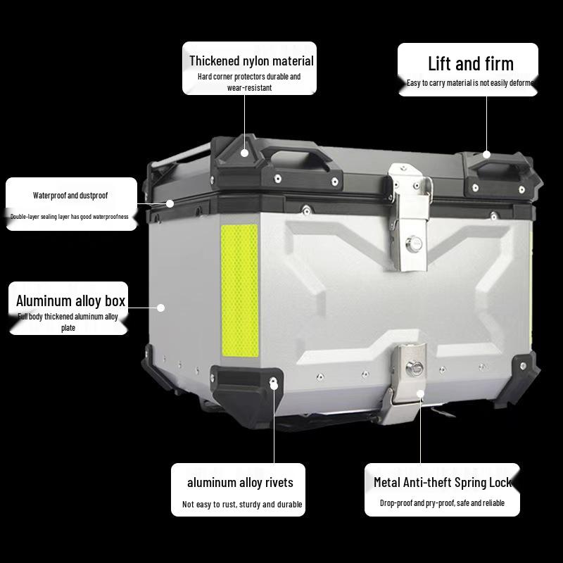 Quick-Release Waterproof Motorcycle Aluminum Tail & Side Boxes (28L-100L)
