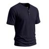 Men Retro Casual Ribbed Henley Short Sleeve Sports T Shirt