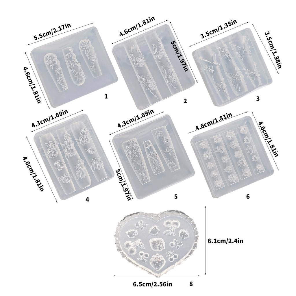 Silikon Blume Schmetterling Nagel Carving Form 3D Stempelplatte Nägel Schablonen UV Gel Maniküre Werkzeuge Nail Art Maniküre