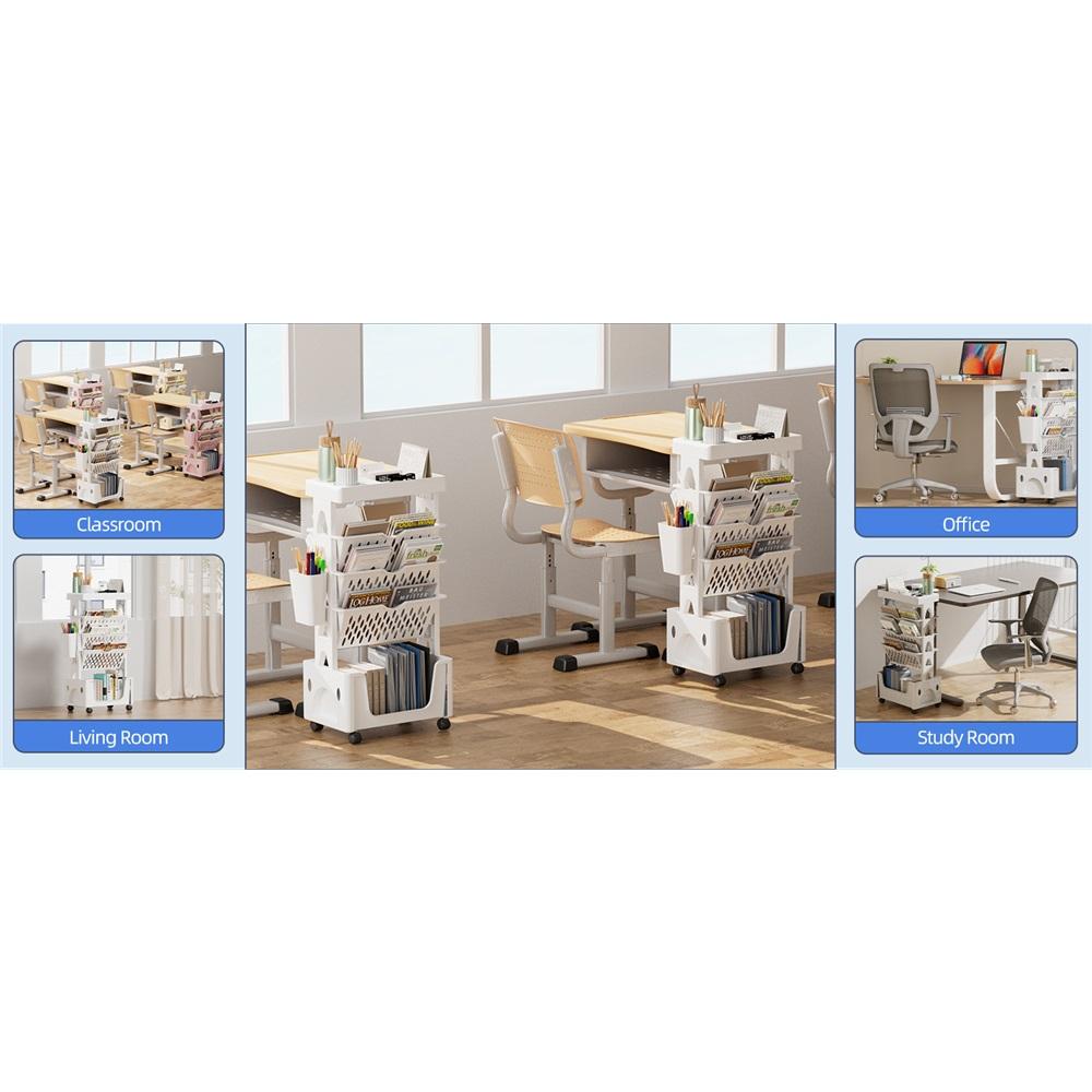 Multi-layer Storage Rack, Storage Rack, Floor-standing Bookshelf, Small Cart, Movable, with Wheels