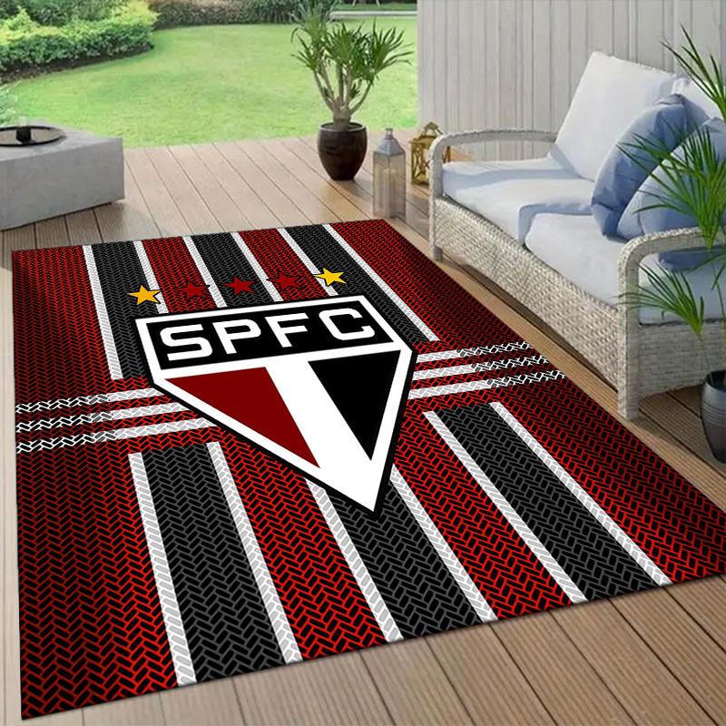 Sao Paulo FC2 Flannel Pattern Square Carpet,Area Rug,Carpet Rug for Living Room Bedroom Sofa Playroom Decor,Non-slip Floor Mat