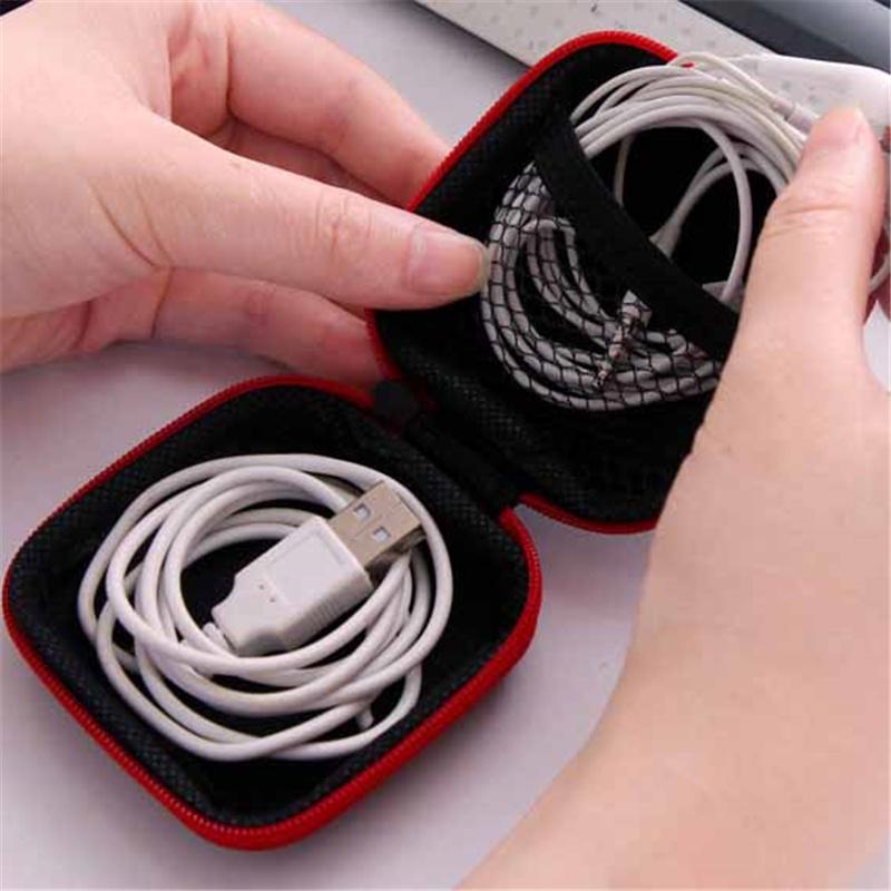 Tragbare Quadratische EVA Kopfhörer USB-Flash-Laufwerk Datenkabel Reißverschlussetui Aufbewahrungsbox Organizer-Tasche Heim Büro & Geschäftsreisen Reisezubehör