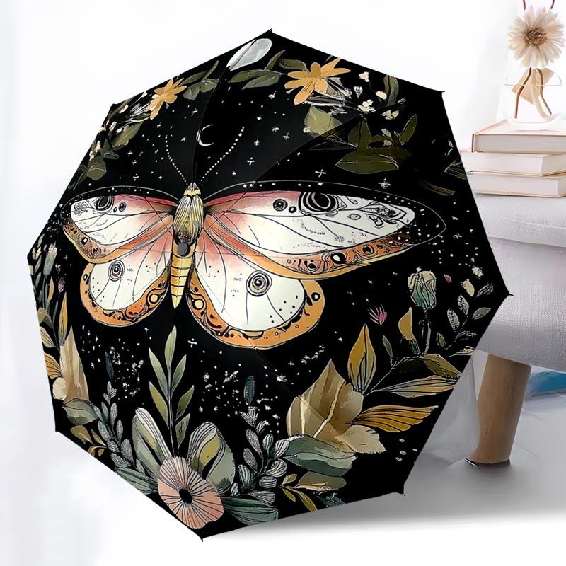 Butterfly Lover Folding Umbrella Fashion Auto-Open 8 Iron Ribs Plastic Handle Foldable Sunshade Perfect Christmas Gifts