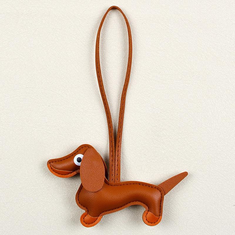 Dopamine Dachshund Pendant Bag Versatile Pendant Niche PU Cute Fashion Puppy Car Keychain Accessories