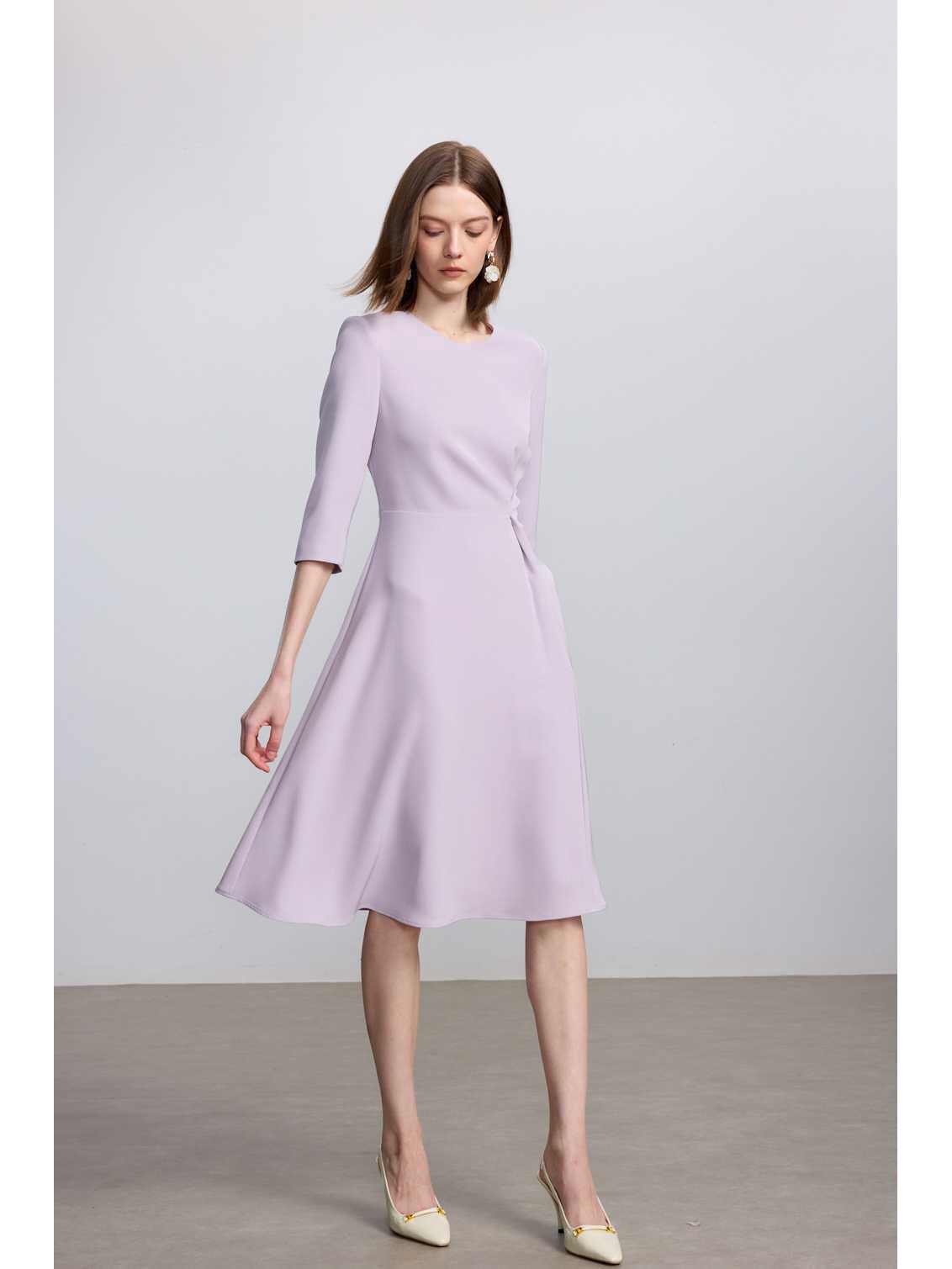 AD2025 Romantic Purple A-Line Dress - Autumn Waist-Slimming High-End Workwear M