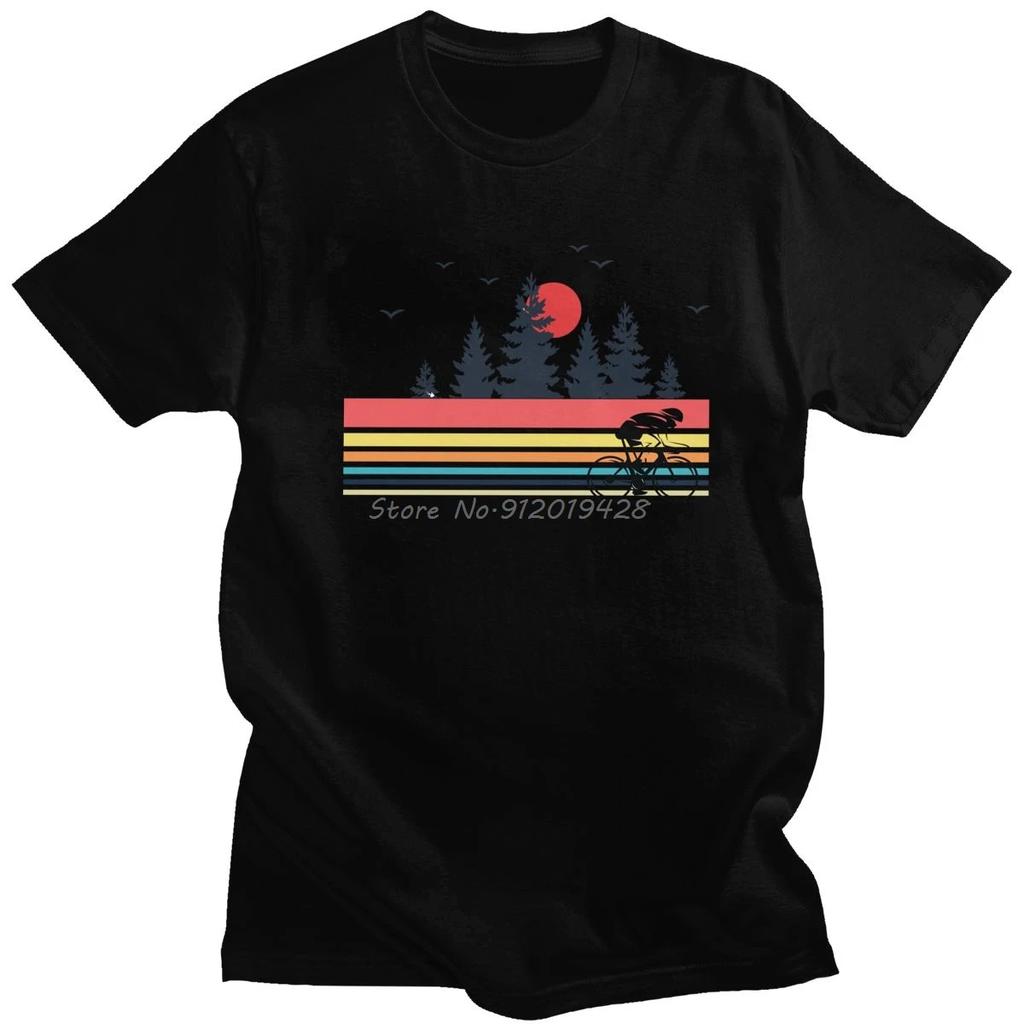 Vintage Retro Bicycle Cycling Mountain Bike T-Shirt Tshirt MTB Biking Outdoor Cyclist Tees Men's Clothing Oversized Unisex Tops