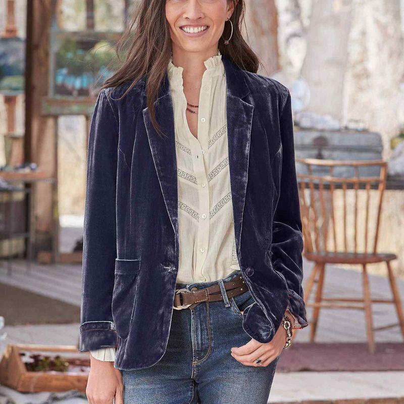 

Независимая станция Amazon Трансграничный Золотой бархат Короткие топы 2025 Новая европейская и американская женская одежда Костюм для малого бизнеса Пальто Пальто Purple Gray L