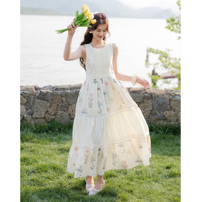 Mokana French Pastoral Sleeveless Maxi Dress S
