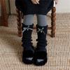 Womens Girls Lovely Leg Warmers Bows Knitted Flared Leg Sleeves Gotik Crochet Baggy Cuffs Ankle Heap Socks Streetwear