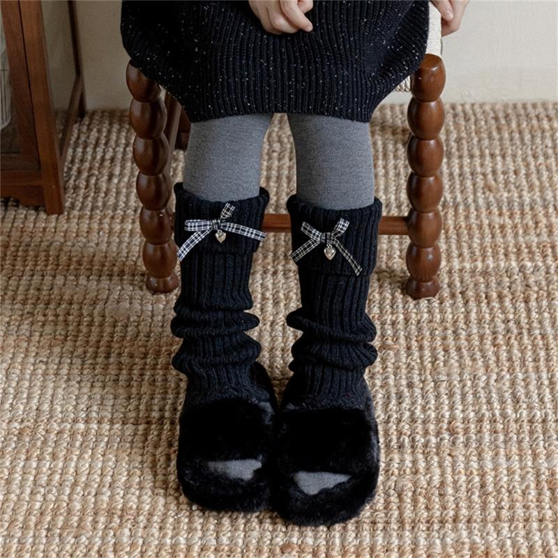 Womens Girls Lovely Leg Warmers Bows Knitted Flared Leg Sleeves Gotik Crochet Baggy Cuffs Ankle Heap Socks Streetwear