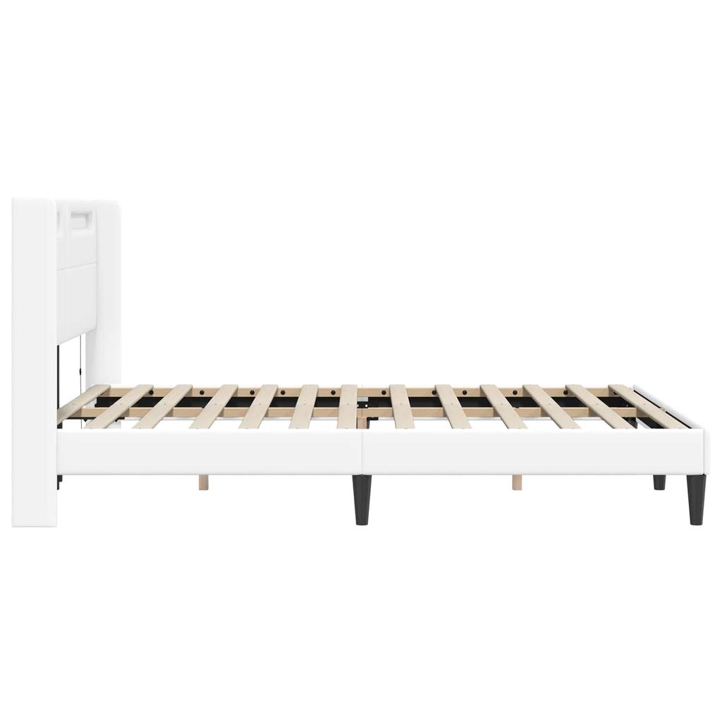 Bed Frame with LED Light Strips White 120 x 190 cm Faux Leather
