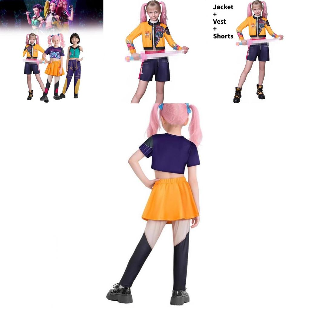 Kpop Dämonenjäger Rumi Mira Zoey Cosplay Kleid für Kinder Halloween Party Kostüme