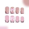 48Pieces Short French Tip Press On Nail with 3D Bows Glossy Pink Leopard Print Square Faux Nail Glues On Nail for Women