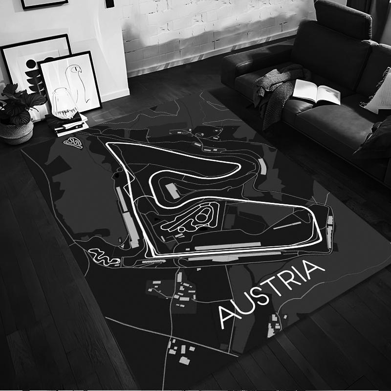 Austria Circuit Map Design Rug Non-slip rug suitable for living room and bedroom sofas.