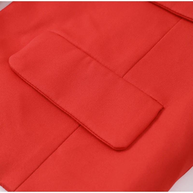 Red Short Coat Women Veste Fashion Suit Jacket Long Sleeve Turndown Slim Female Coats 2023 Autumn Winter Lady Commuter Tops Streetwear Jacket Overcoat