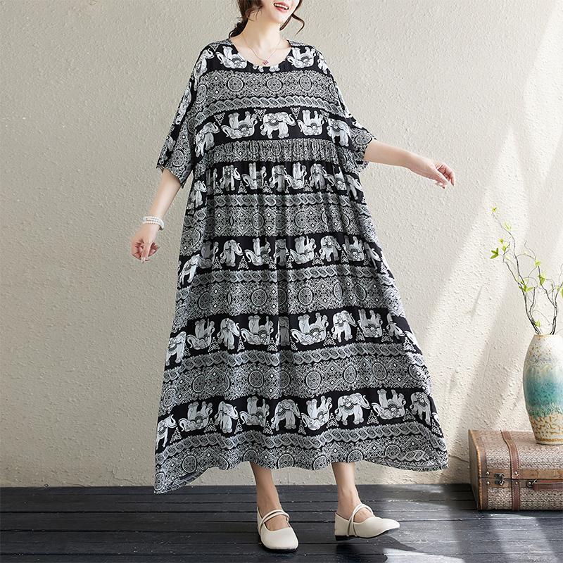 

Dimanaf 2024 Новое платье больших размеров, летнее женское свободное платье с коротким рукавом и коротким рукавом, новое длинное платье с принтом большого размера One Size белый