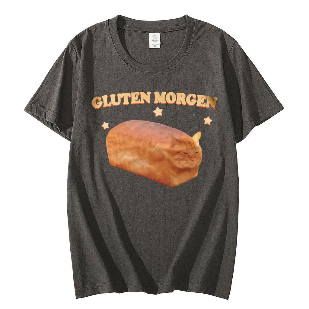 Gluten Morgen Divertente Gatto Meme Maglietta Alta Qualità Moda Magliette Oversize Uomo Donna Cotone Manica Corta Maglietta