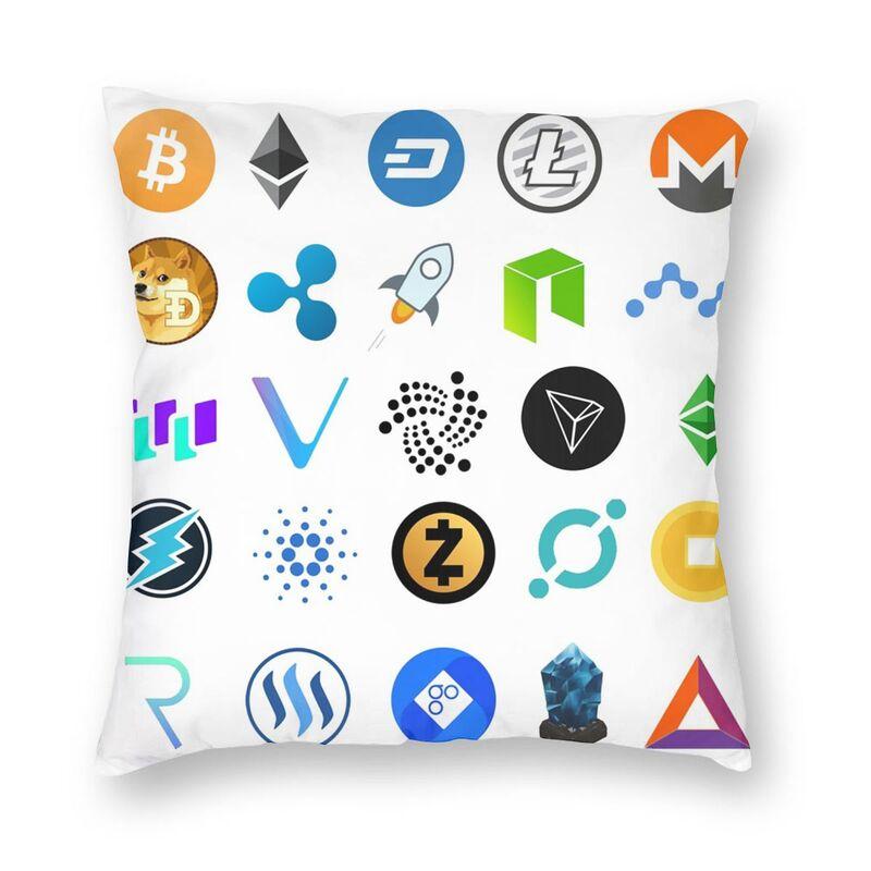 Bitcoin Cryptocurrency Square Throw Pillow Cover Decoration Print Ethereum Blockchain Btc Cryptocurrency Cushion Cover for Sofa