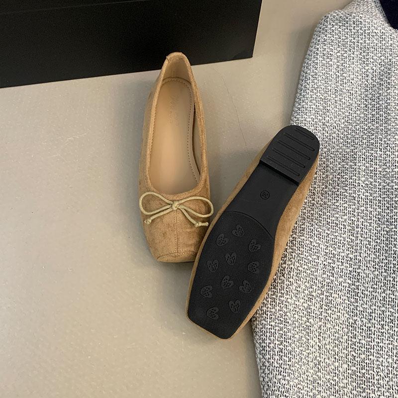 Fashion New Fashion Butterfly-Knot Women Flats Slip On Shoes Female Square Toe Footwear Shallow Ladies Flats With Shoes