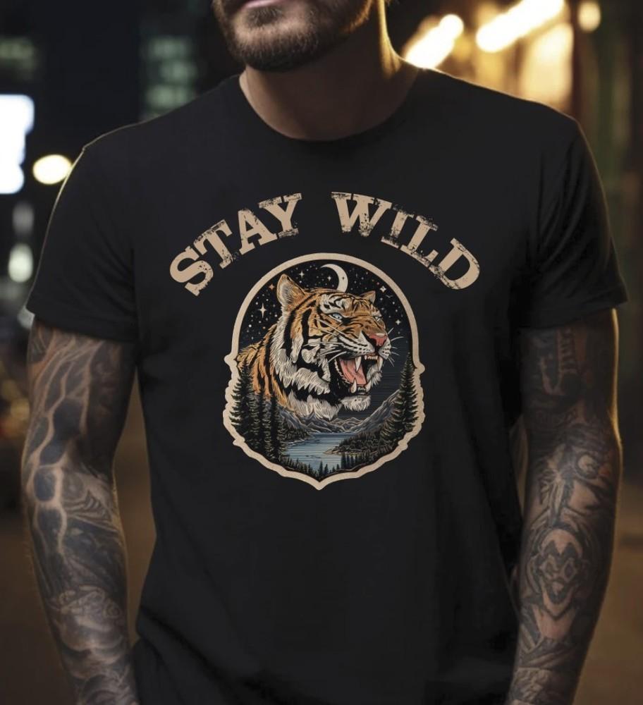 Stay Wild Black T-Shirt, S-5XL Unisex T-Shirt S