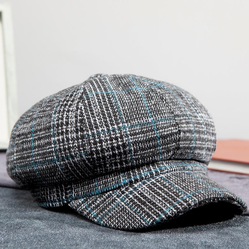 Milliner Maug Beret Vintage Plaid Octagonal Hat British Vintage Painter Hat Fashion