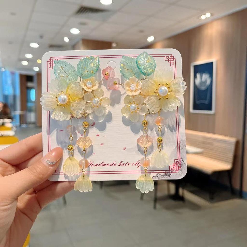 Ancient Style Children's Hanfu Hairpin with Tassel and Forehead Chain