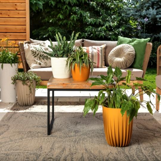 Flowerpot with insert, gray, 19 cm, Mira Eko