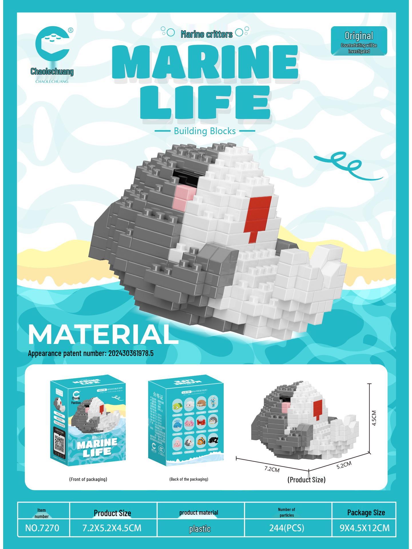 Undersea World Ocean Building Blocks: Animal & Shark Model Set for Kids (7261-7272)
