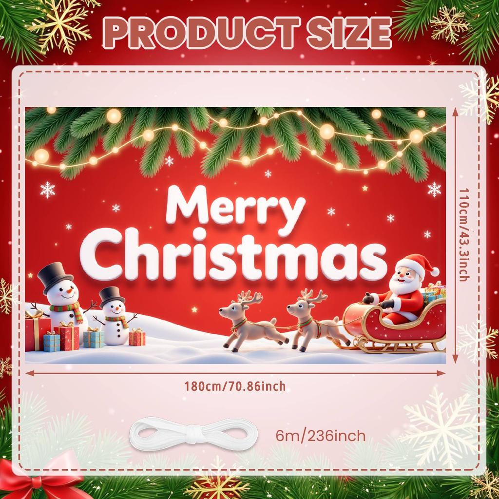 Xmas Display Santa Claus Print Snowman Display Holiday Backdrop Winter Scene Santa Claus Banner For New Year Party Xmas