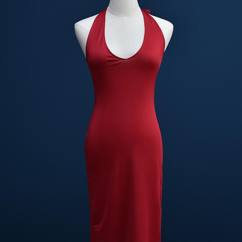 

Yi sexy lingerie nightclub robe French socialite deep V neck dress sexy free split uniform One Size красный