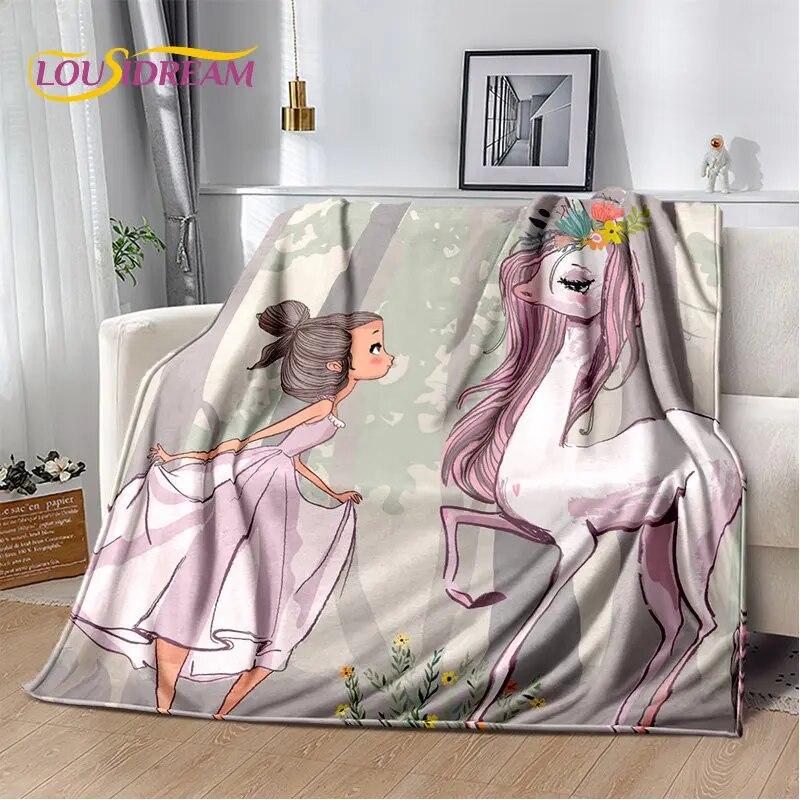 Cute Ballet Girl Ballerina Cartoon Soft Plush Blanket,Flannel Blanket Throw Blanket for Living Room Bedroom Bed Sofa Picnic Kids